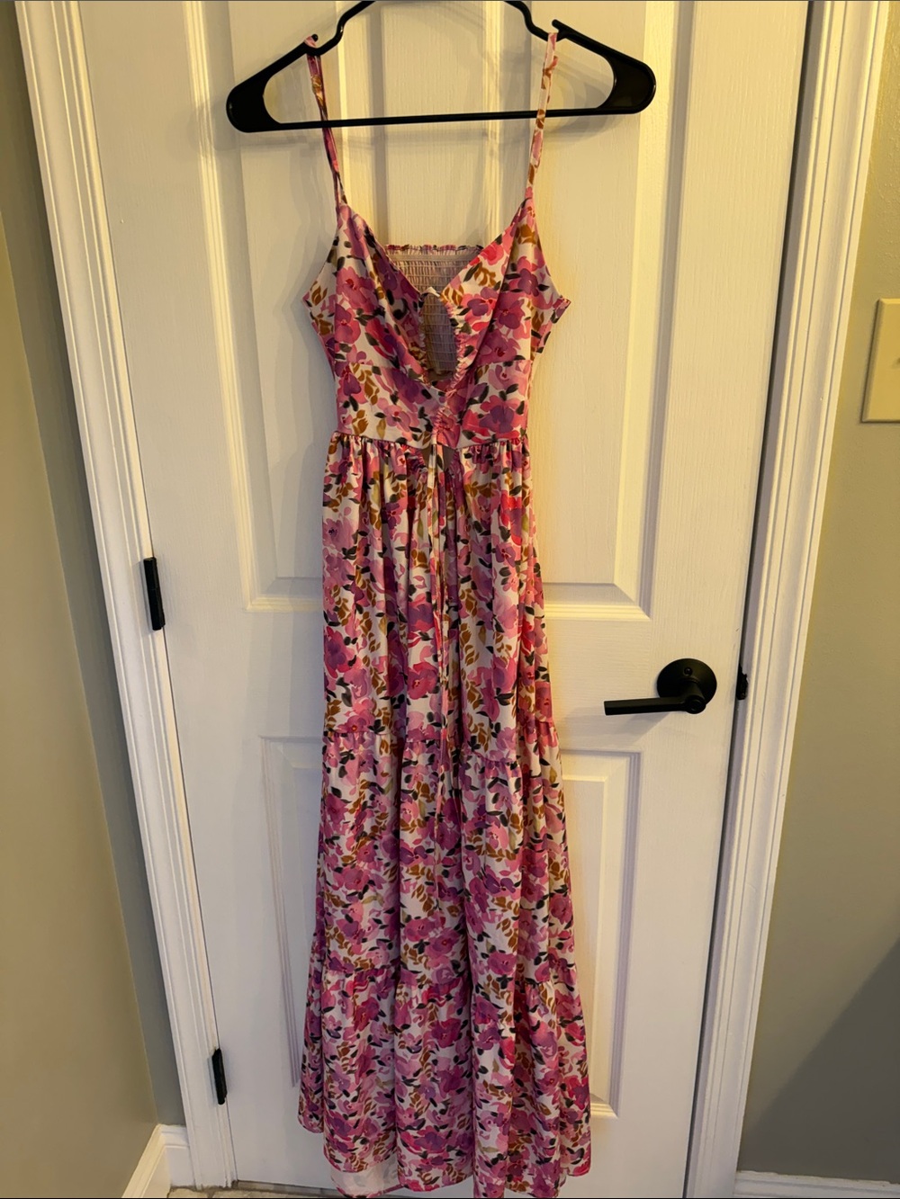 Floral Pink Tiered Maxi Dress